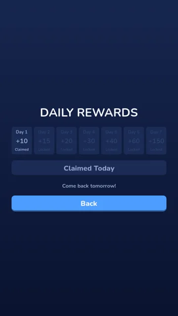The 7-day daily rewards calendar
